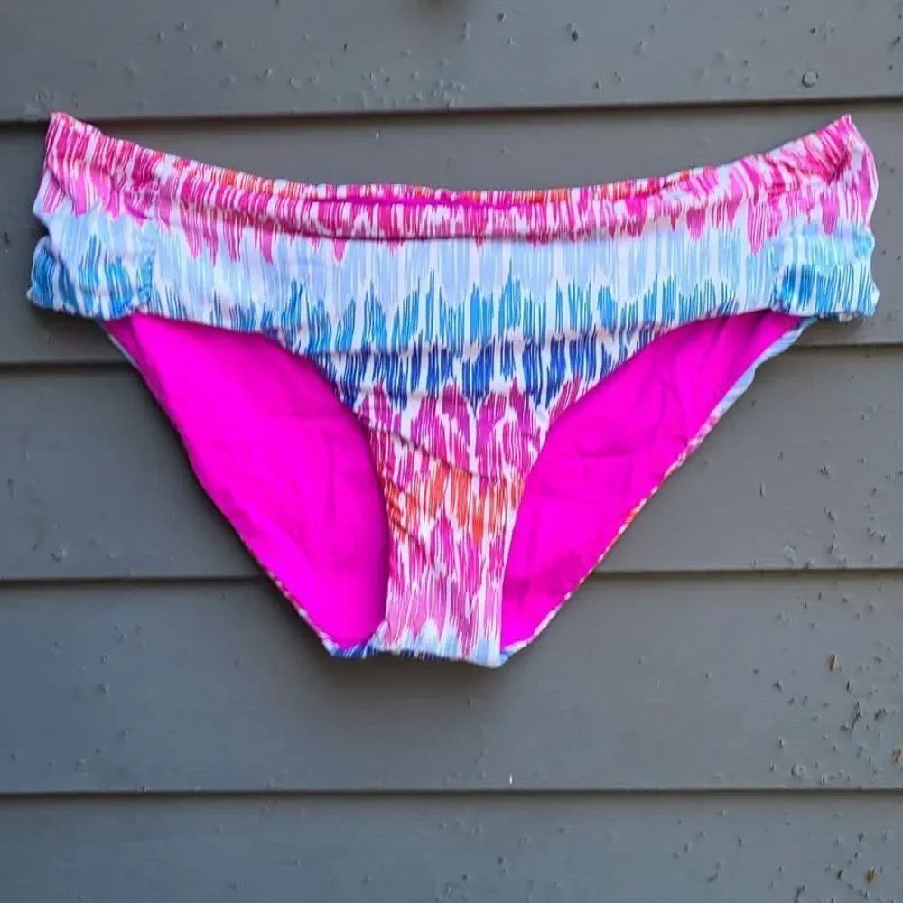 BECCA Pink Blue White Bikini Bottoms Size 0X (14-16) NWT!